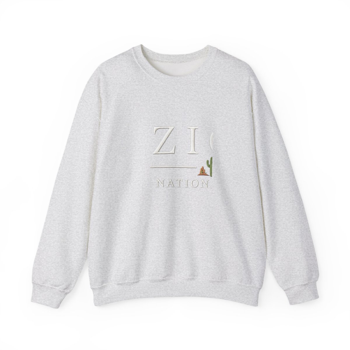 A navy blue Hoodies featuring white text: "ZION NATIONAL PARK". Below the word "ZION" is a green and brown cactus graphic. The word is in a white rectangle at the bottom of the image - alternate angle 2, merchandise